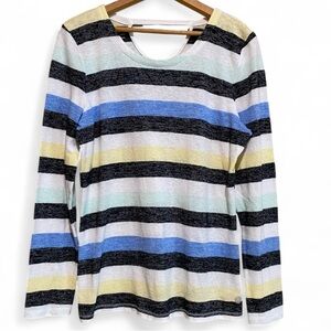 T by Talbots Women's Lightweight Stripe Long Sleeve Shirt Size Medium